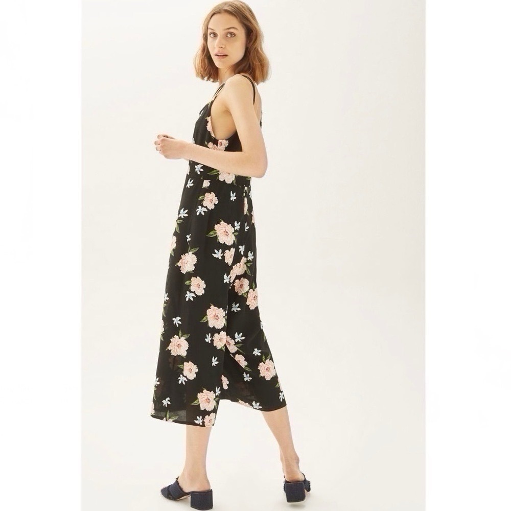 Topshop Strappy Floral Jumpsuit